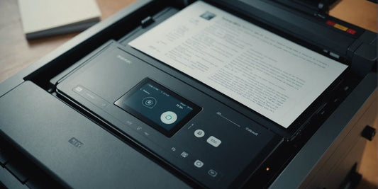 Thumbnail image of a scanner with a document and step-by-step icons for scanning process.